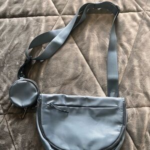 Iris & Rainbow Pockets Full of Hope Ash Blue Crossbody Bag with Coin Pouch